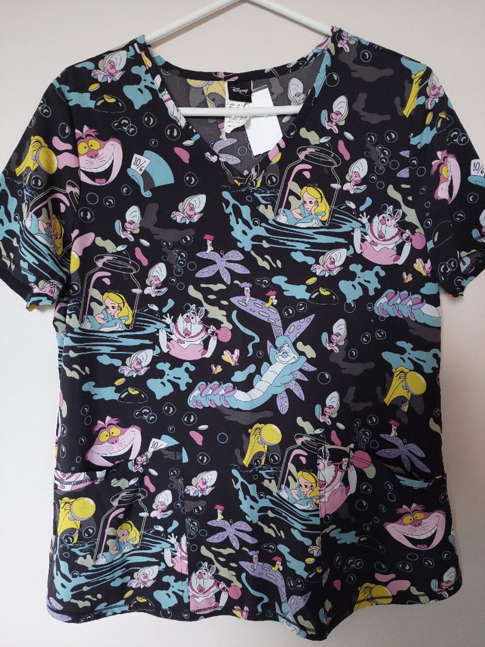 Alice in Wonderland Disney Tooniforms Women's M V-neck Scrub Top